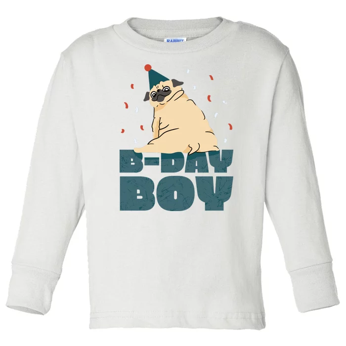 Birthday Boy Pug Toddler Long Sleeve Shirt