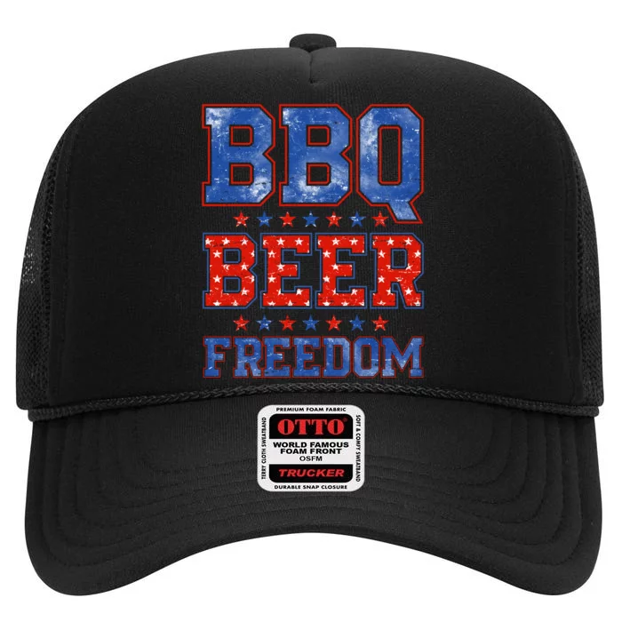 BBQ Beer Freedom High Crown Mesh Trucker Hat