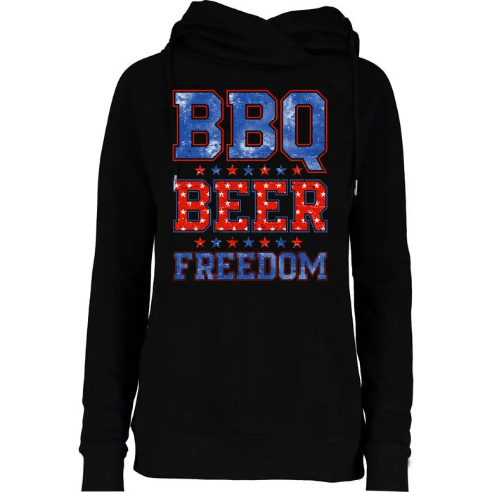 BBQ Beer Freedom Womens Funnel Neck Pullover Hood