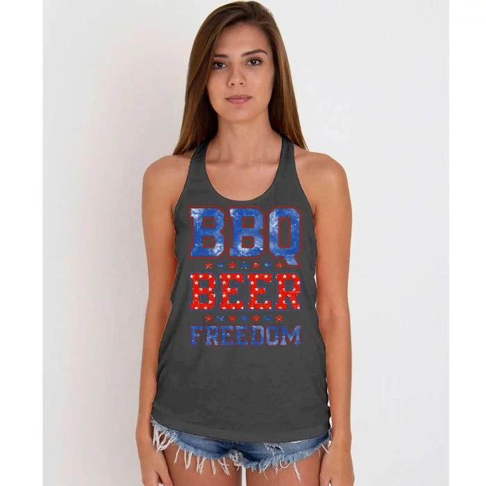 BBQ Beer Freedom Women's Knotted Racerback Tank