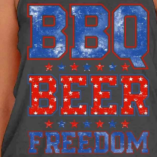 BBQ Beer Freedom Women's Knotted Racerback Tank