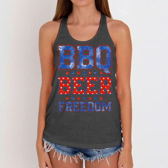 BBQ Beer Freedom Women's Knotted Racerback Tank