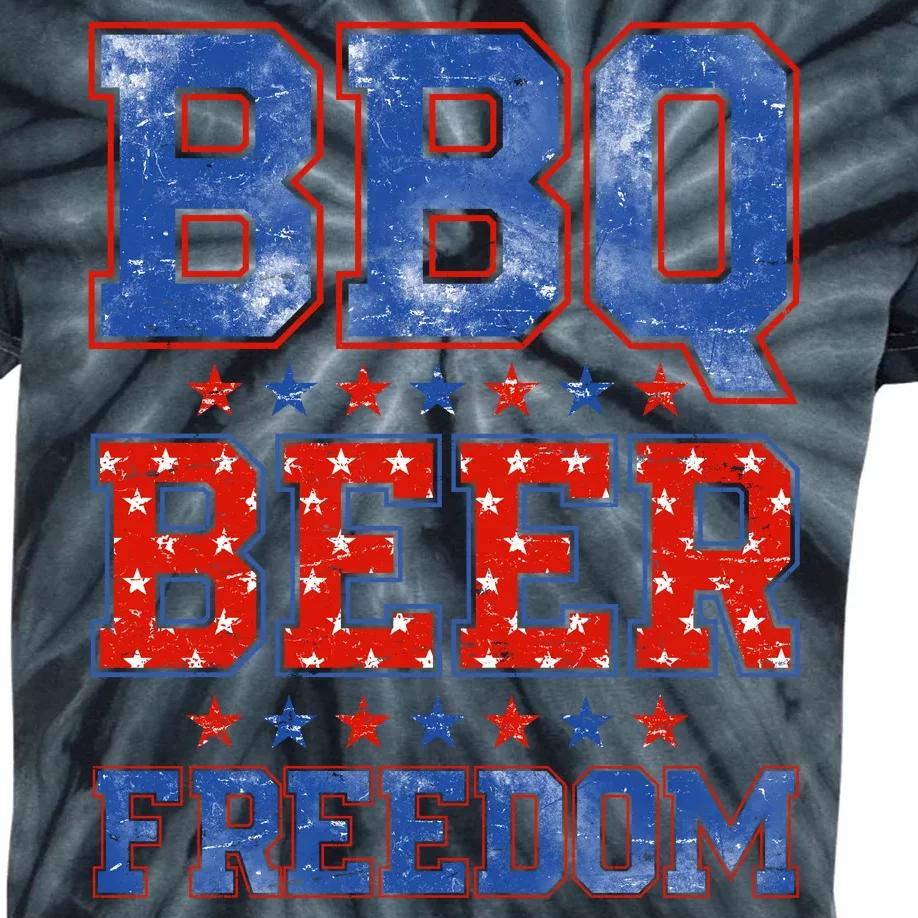 BBQ Beer Freedom Kids Tie-Dye T-Shirt