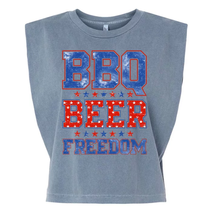 BBQ Beer Freedom Garment-Dyed Women's Muscle Tee