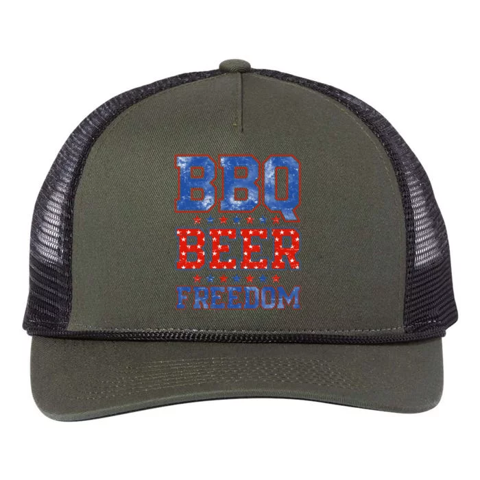 BBQ Beer Freedom Retro Rope Trucker Hat Cap