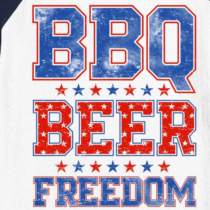 BBQ Beer Freedom Baseball Sleeve Shirt