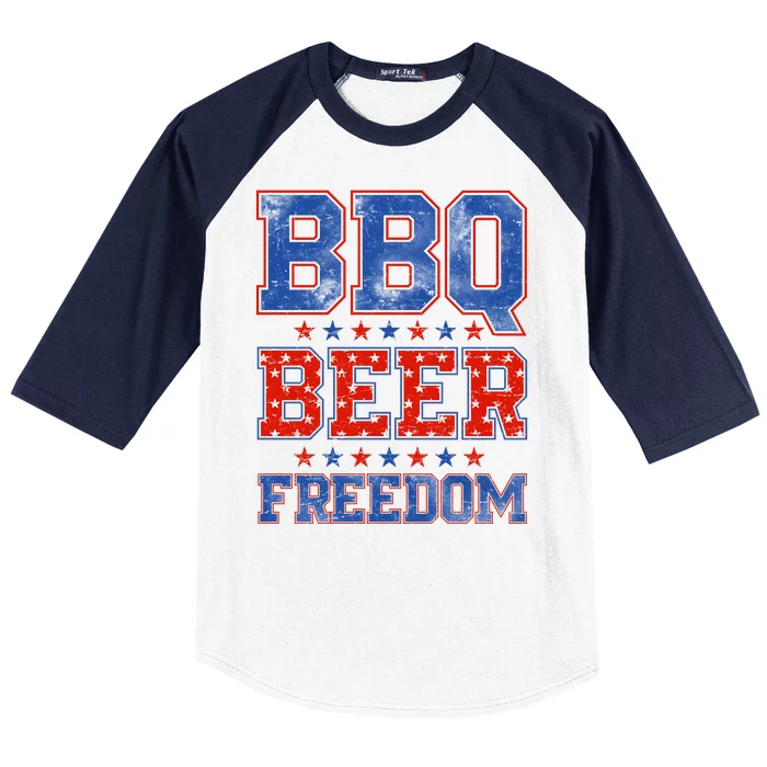 BBQ Beer Freedom Baseball Sleeve Shirt