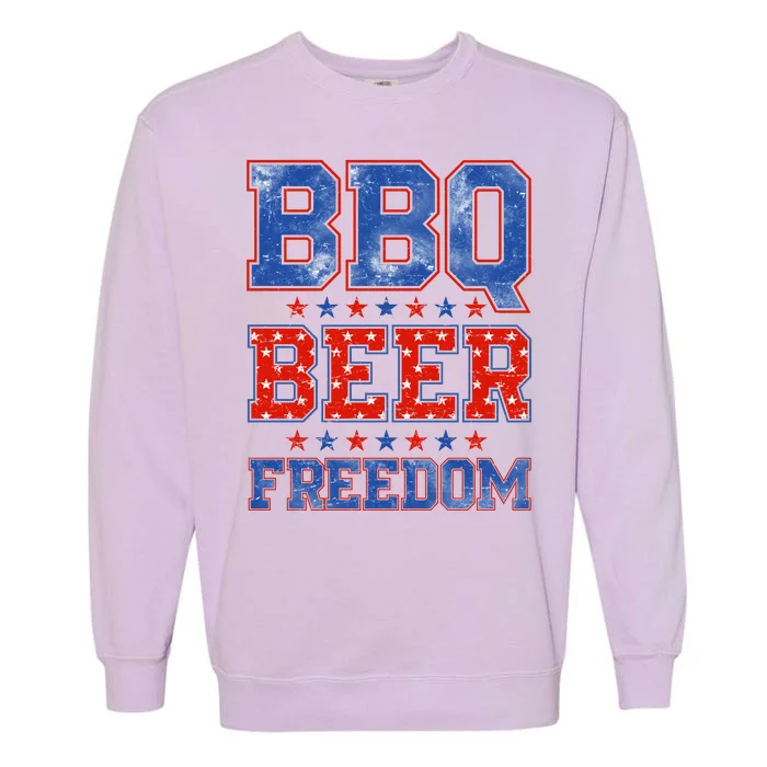 BBQ Beer Freedom Garment-Dyed Sweatshirt