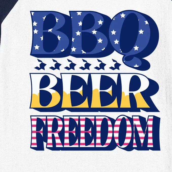 BBQ Beer Freedom Patriotic Baseball Sleeve Shirt