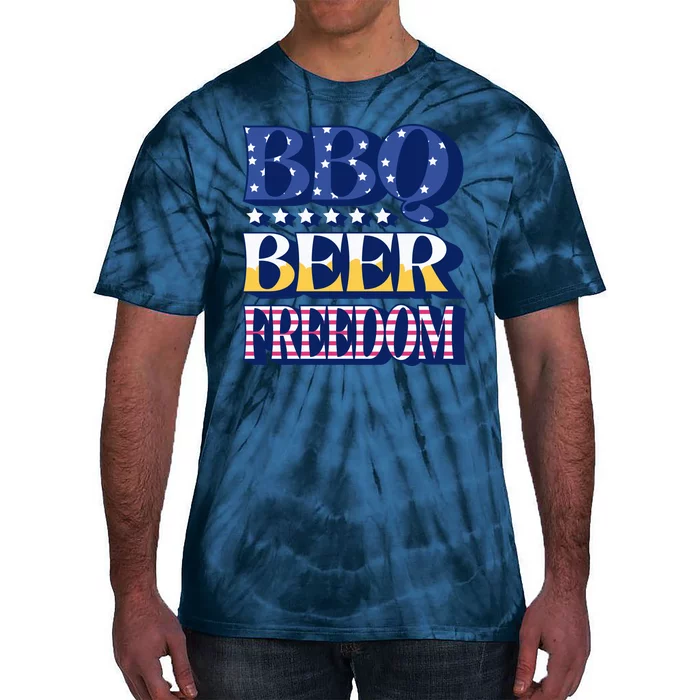 BBQ Beer Freedom Patriotic Tie-Dye T-Shirt