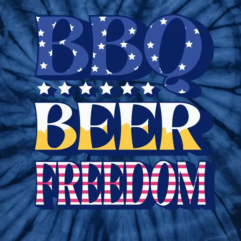 BBQ Beer Freedom Patriotic Tie-Dye T-Shirt