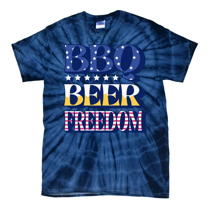 BBQ Beer Freedom Patriotic Tie-Dye T-Shirt