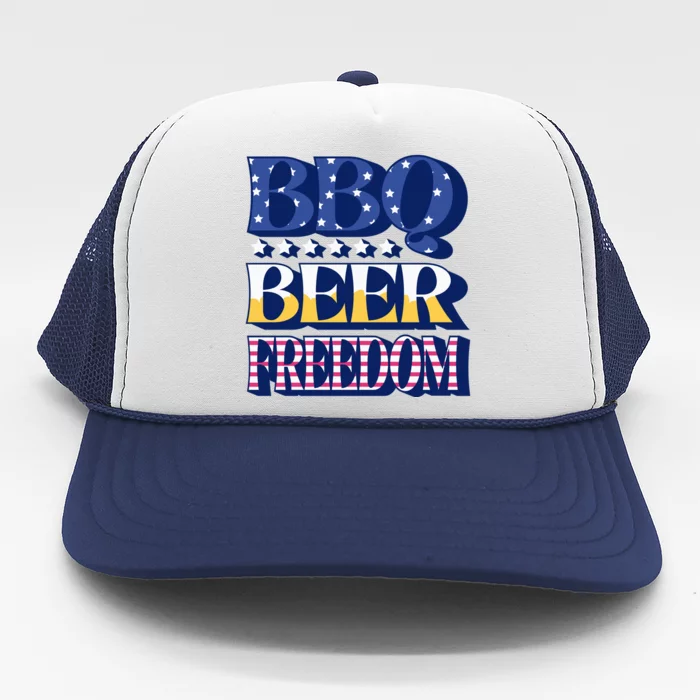 BBQ Beer Freedom Patriotic Trucker Hat