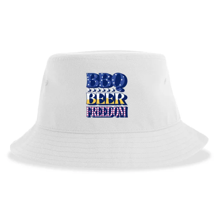 BBQ Beer Freedom Patriotic Sustainable Bucket Hat