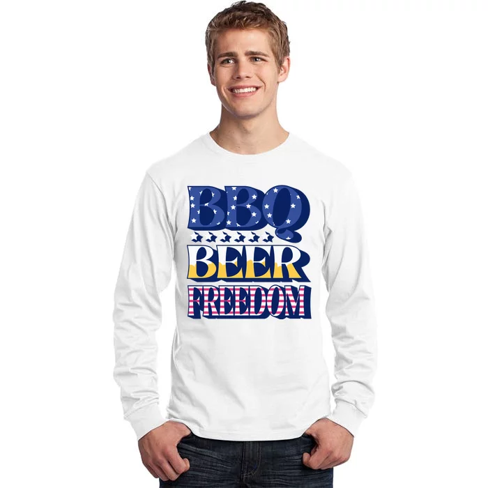 BBQ Beer Freedom Patriotic Tall Long Sleeve T-Shirt