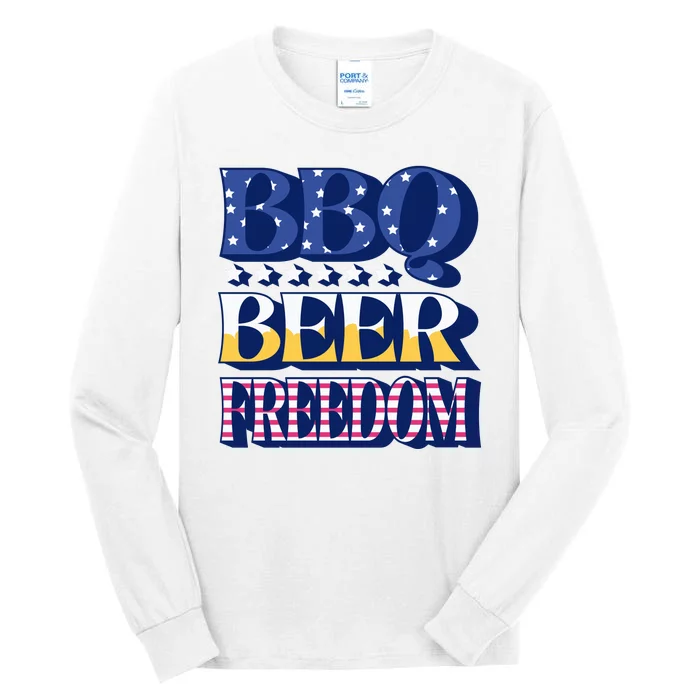 BBQ Beer Freedom Patriotic Tall Long Sleeve T-Shirt