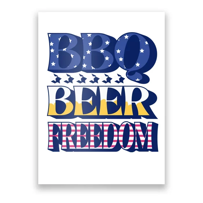 BBQ Beer Freedom Patriotic Poster