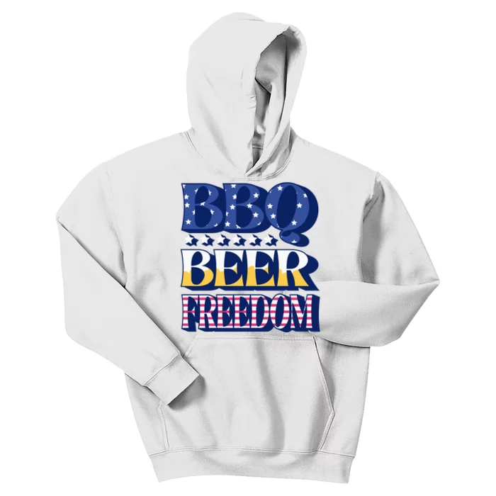 BBQ Beer Freedom Patriotic Kids Hoodie