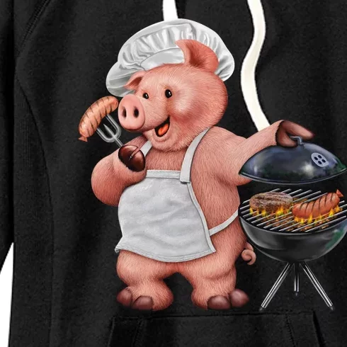 BBQ Pig Grilling Women's Fleece Hoodie