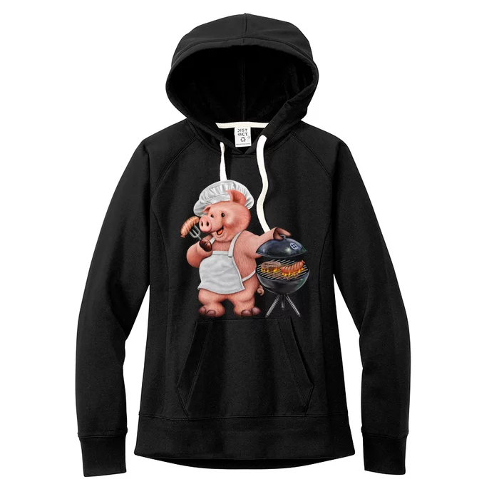 BBQ Pig Grilling Women's Fleece Hoodie