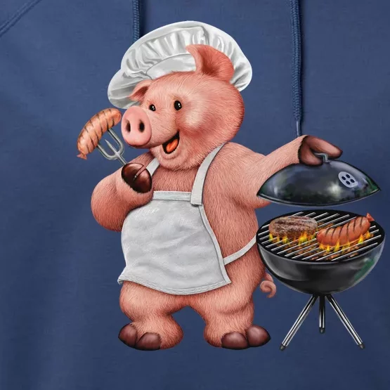 BBQ Pig Grilling Performance Fleece Hoodie