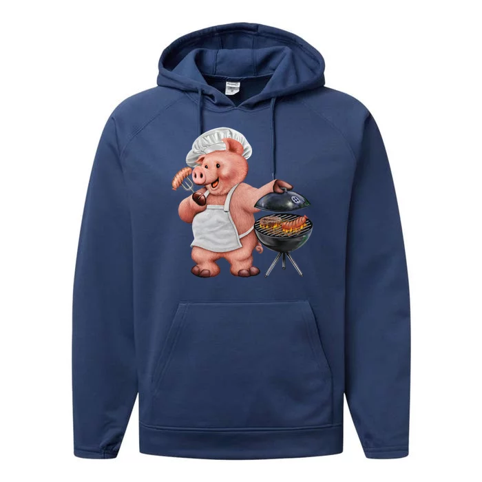 BBQ Pig Grilling Performance Fleece Hoodie