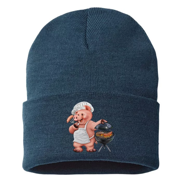 BBQ Pig Grilling Sustainable Knit Beanie