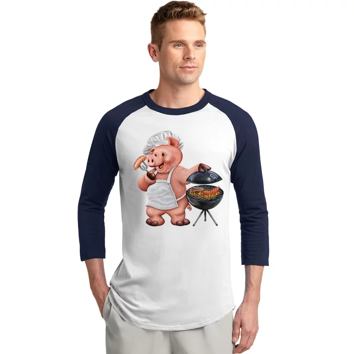 BBQ Pig Grilling Baseball Sleeve Shirt