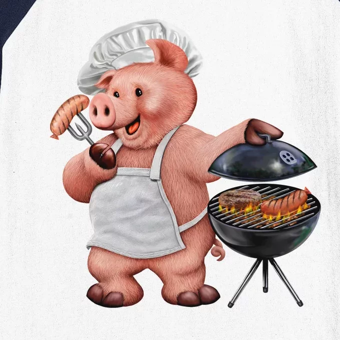 BBQ Pig Grilling Baseball Sleeve Shirt