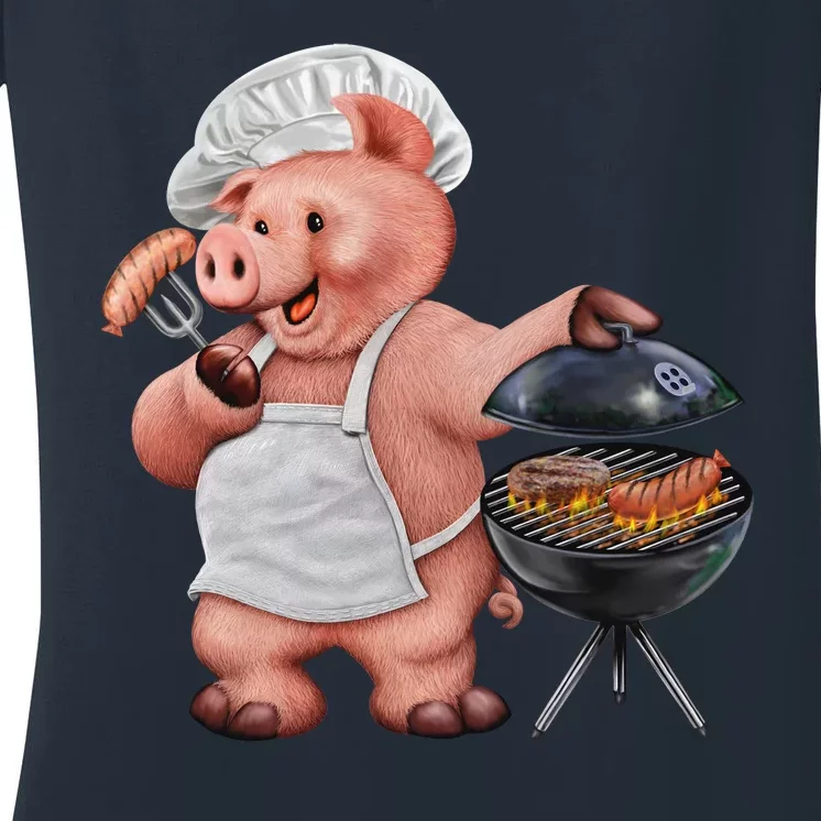 BBQ Pig Grilling Women's V-Neck T-Shirt