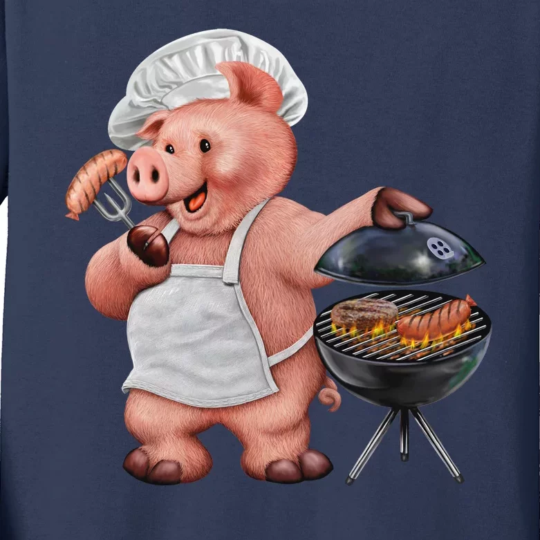 BBQ Pig Grilling Kids Long Sleeve Shirt