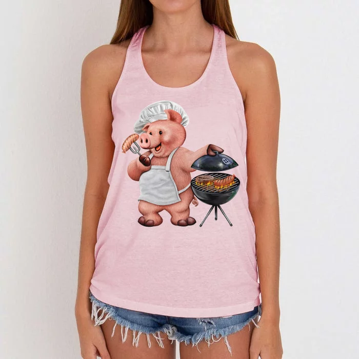 BBQ Pig Grilling Women's Knotted Racerback Tank