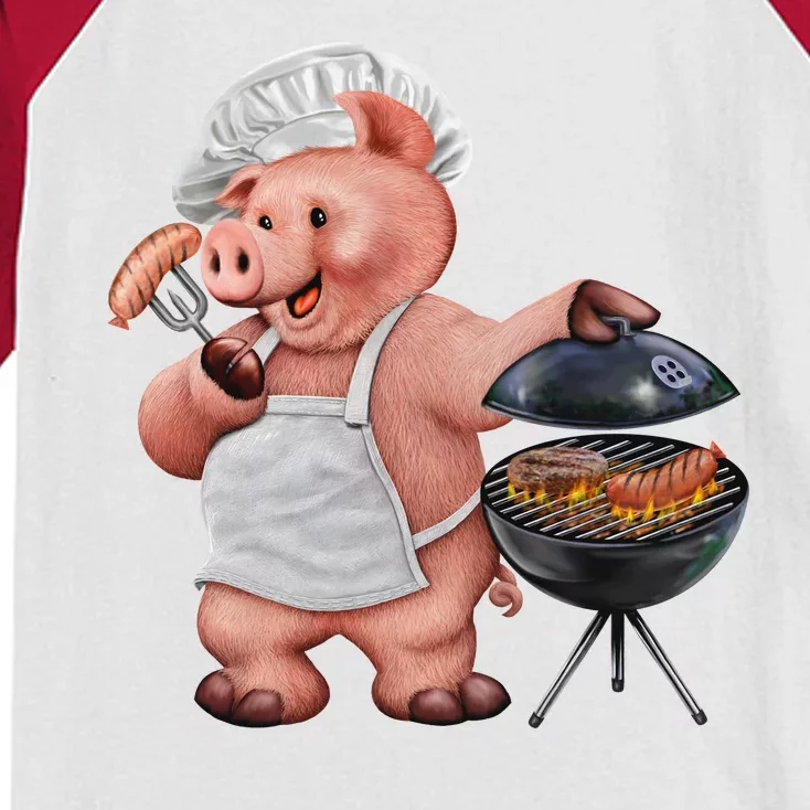 BBQ Pig Grilling Kids Colorblock Raglan Jersey