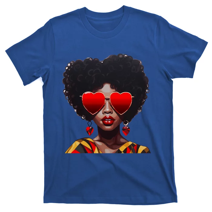 Beautiful Black Queen Afro Heart Sunglasses Junenth Pride Meaningful Gift T-Shirt