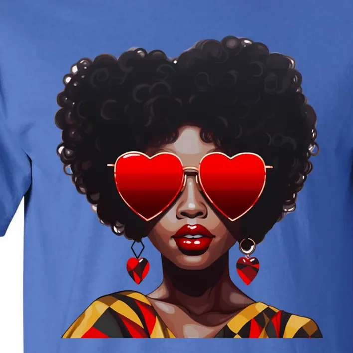 Beautiful Black Queen Afro Heart Sunglasses Junenth Pride Meaningful Gift Tall T-Shirt