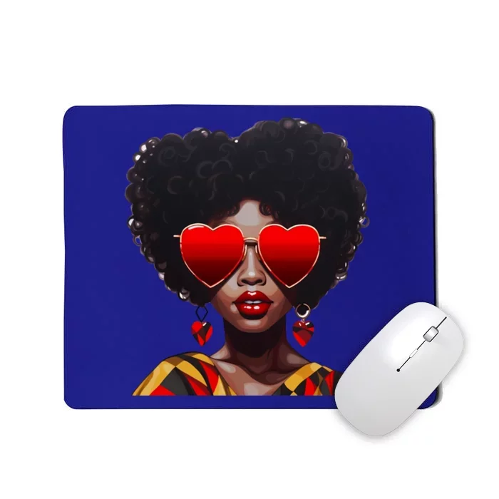 Beautiful Black Queen Afro Heart Sunglasses Junenth Pride Meaningful Gift Mousepad