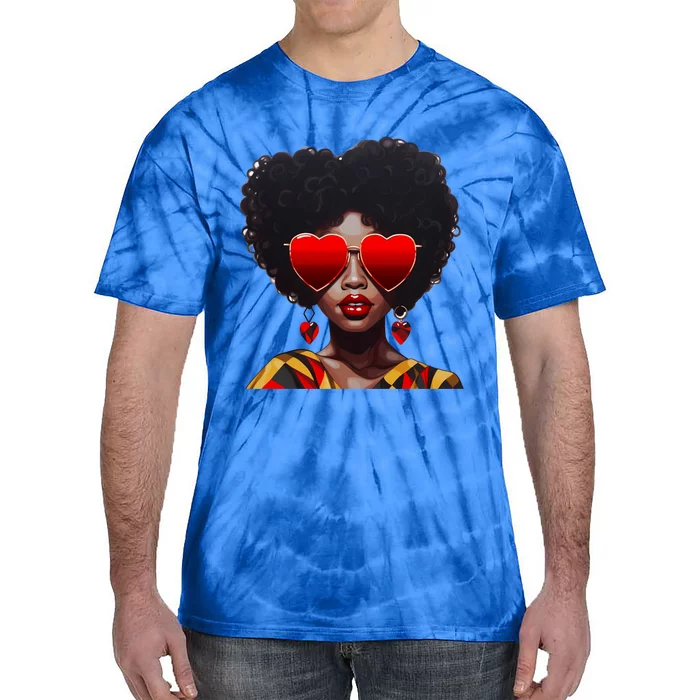 Beautiful Black Queen Afro Heart Sunglasses Junenth Pride Meaningful Gift Tie-Dye T-Shirt