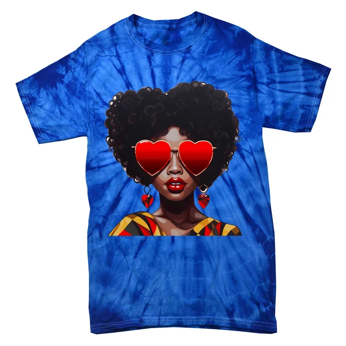 Beautiful Black Queen Afro Heart Sunglasses Junenth Pride Meaningful Gift Tie-Dye T-Shirt