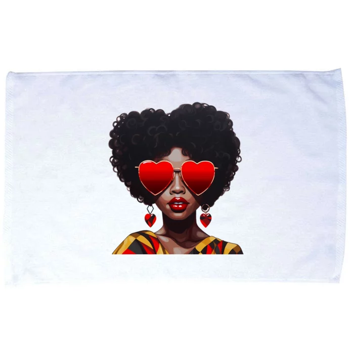 Beautiful Black Queen Afro Heart Sunglasses Junenth Pride Meaningful Gift Microfiber Hand Towel