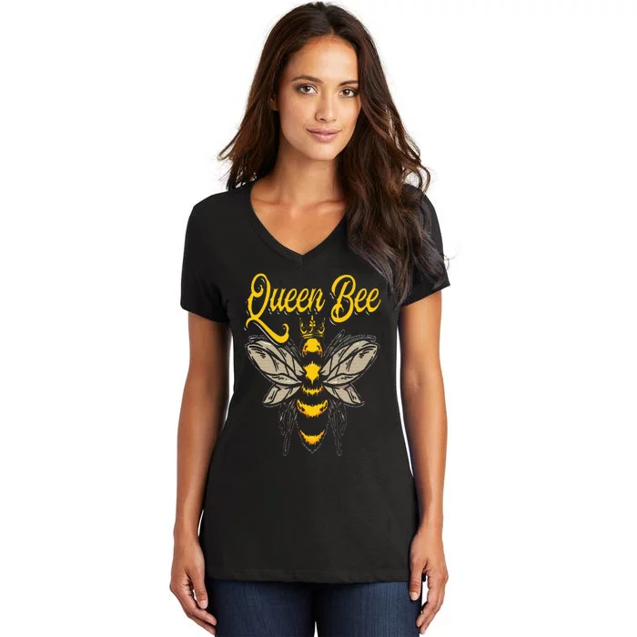 Beekeeping Bee Queen Crown Beekeeper Women's V-Neck T-Shirt