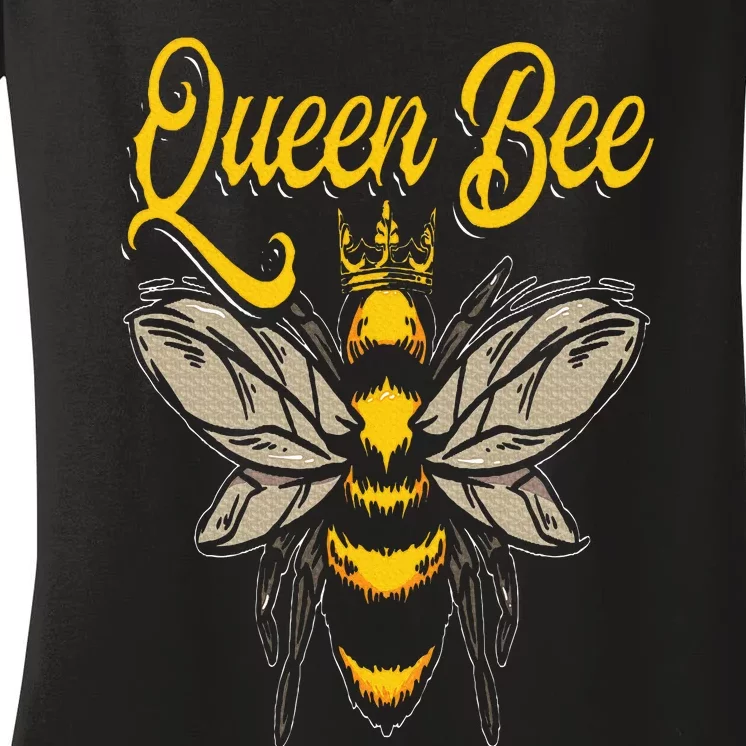 Beekeeping Bee Queen Crown Beekeeper Women's V-Neck T-Shirt