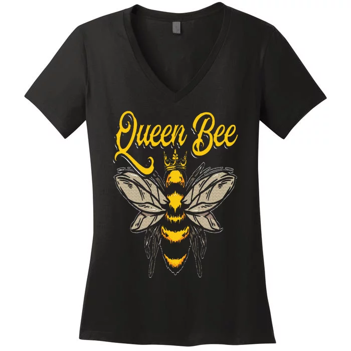 Beekeeping Bee Queen Crown Beekeeper Women's V-Neck T-Shirt