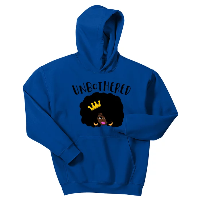 Beautiful Black Queen Afro Crown Unbothered Brown Skin Queen Gift Kids Hoodie