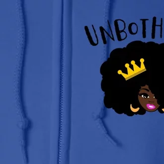 Beautiful Black Queen Afro Crown Unbothered Brown Skin Queen Gift Full Zip Hoodie