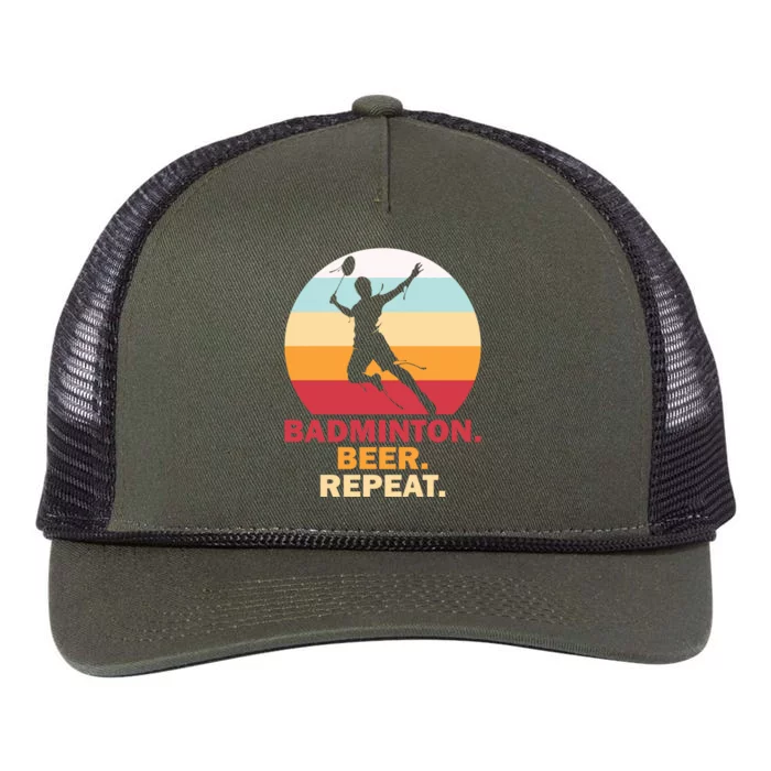 Badminton Beer Repaet Badminton Cool Gift Retro Rope Trucker Hat Cap