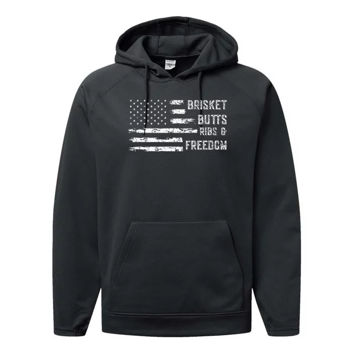 Brisket Butts Ribs And Freedom Bbq Performance Fleece Hoodie