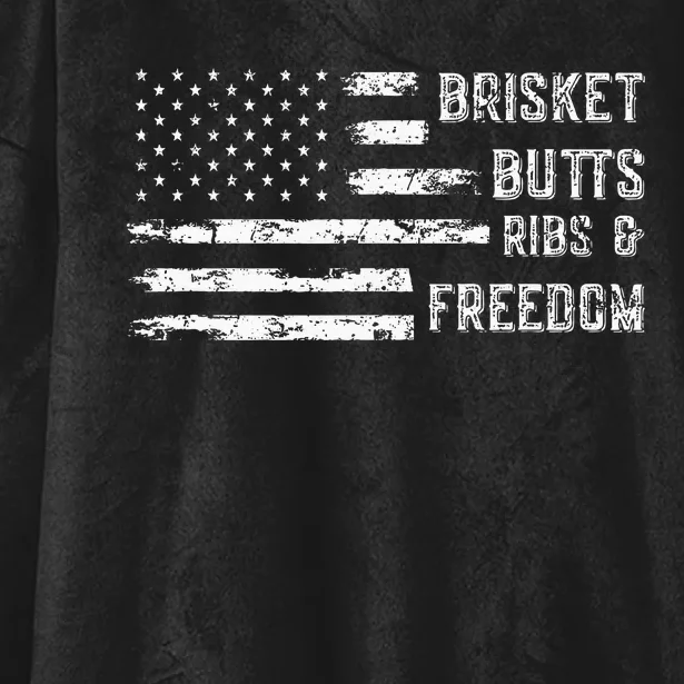 Brisket Butts Ribs And Freedom Bbq Hooded Wearable Blanket