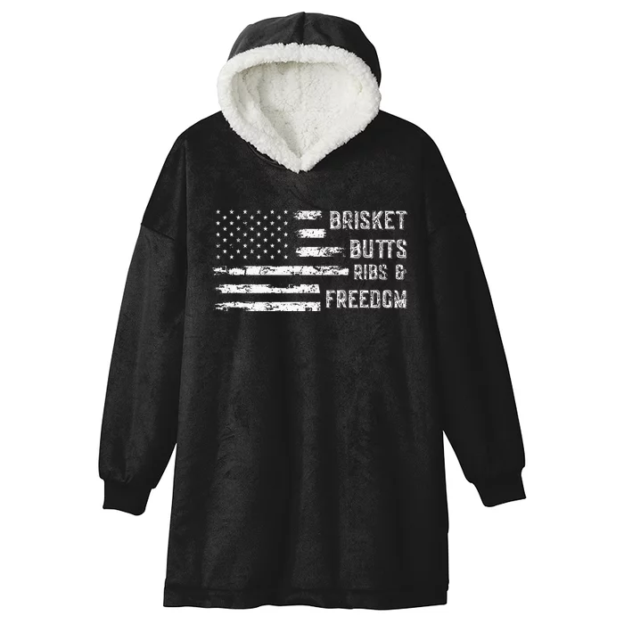 Brisket Butts Ribs And Freedom Bbq Hooded Wearable Blanket