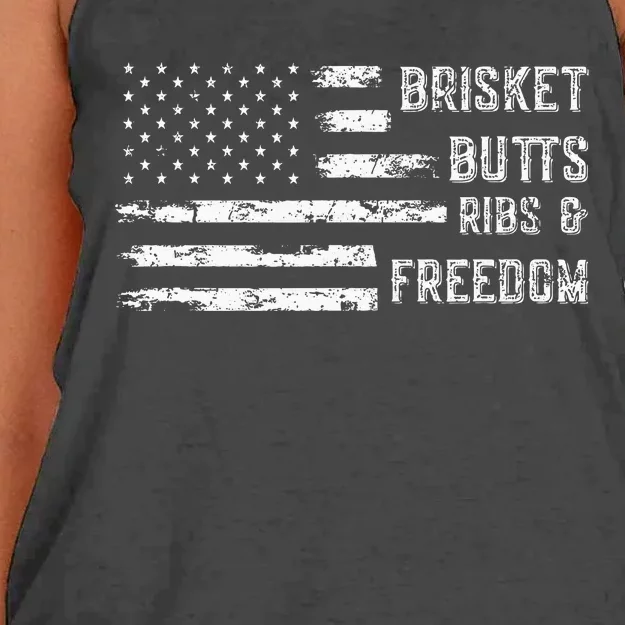 Brisket Butts Ribs And Freedom Bbq Women's Knotted Racerback Tank