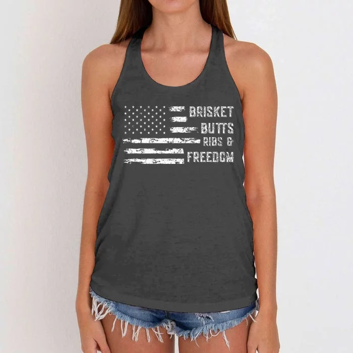 Brisket Butts Ribs And Freedom Bbq Women's Knotted Racerback Tank